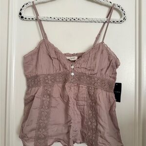 Lucky Brand Lace Trimmed Dusty Pink Camisole